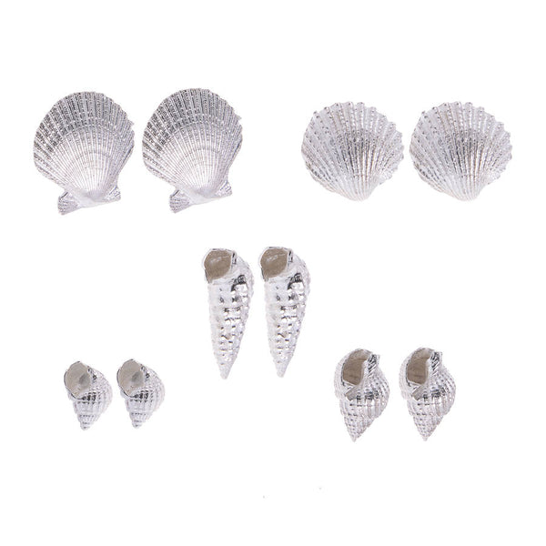 Silver Clam Shell Stud Earrings cut out, white background by Kate Wimbush jewellery