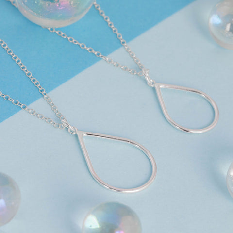 Large and Small Silver Raindrop Pendants on Trace Chain by Kate Wimbush Jewellery