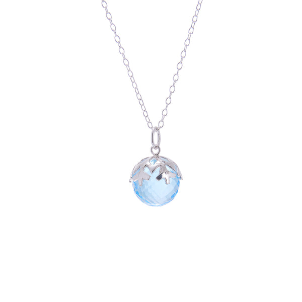 Silver Faceted Topaz Snowflake Snowball Pendant November Birthday Kate Wimbush Jewellery