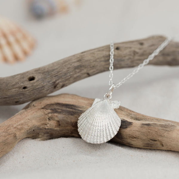 Small Silver Clam Shell Pendant Necklace gift for her Kate Wimbush Jewellery