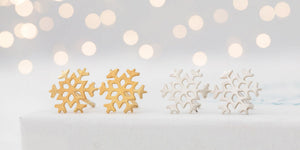 Small Gold and Silver Snowflake Studs Christmas Gift Kate Wimbush Jewellery