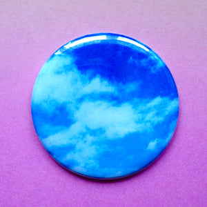 Blue Sky clouds round pocket mirror gift Kate Wimbush Jewellery