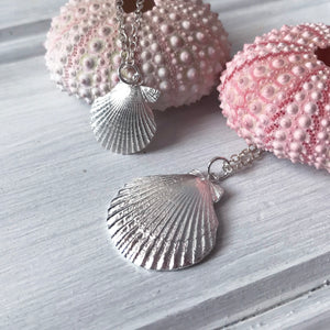 Large Silver Clam Shell Pendant Necklace by Kate Wimbush jewellery