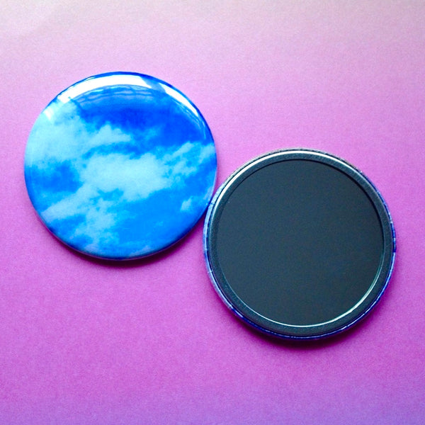 Blue sky white clouds pocket mirror gift Kate Wimbush jewellery