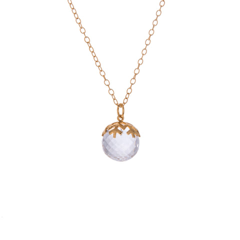 Gold plated snowflake faceted rock quartz pendant, Kate Wimbush Jewellery