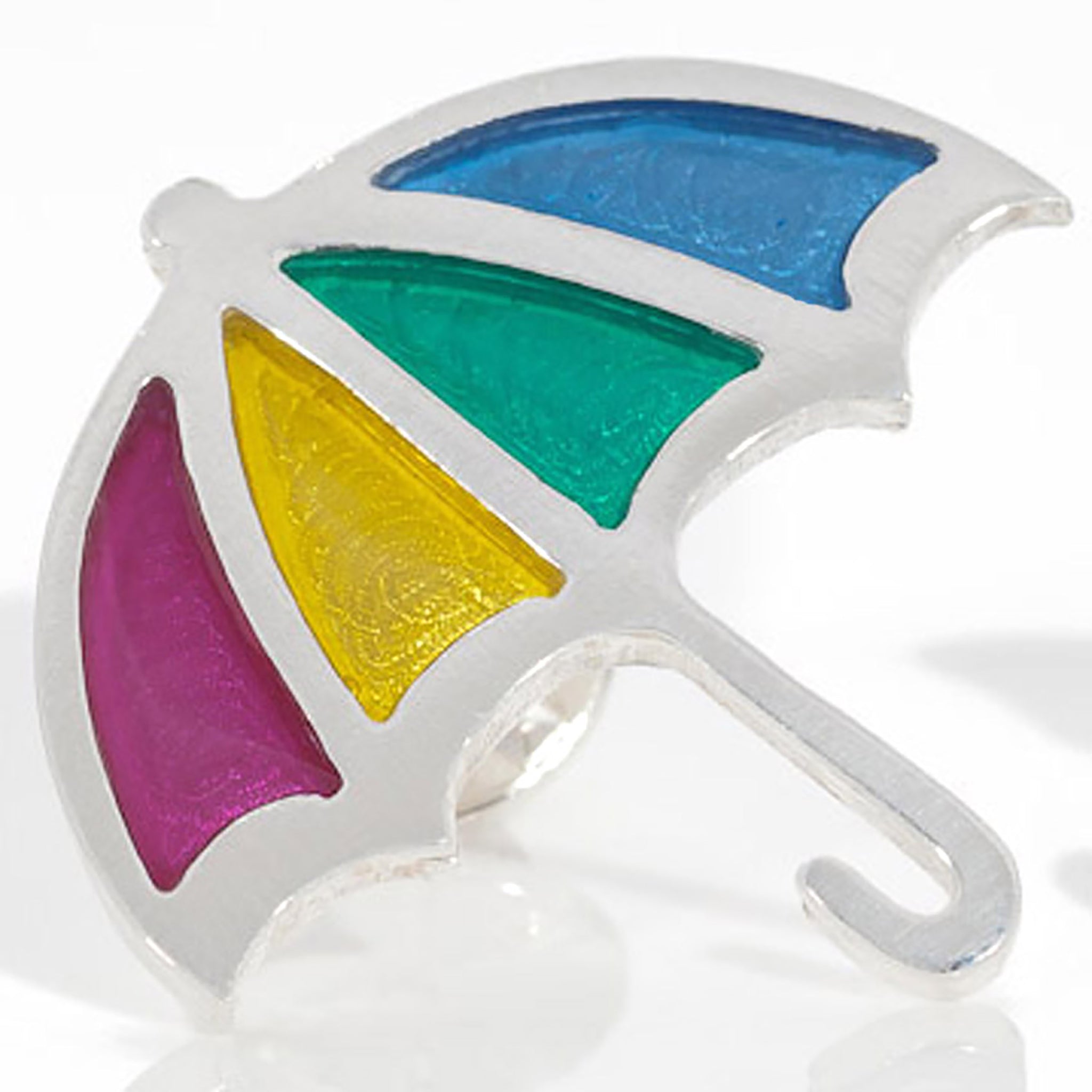 Large Silver Rainbow Resin Umbrella Brooch, Kate Wimbush Jewellery