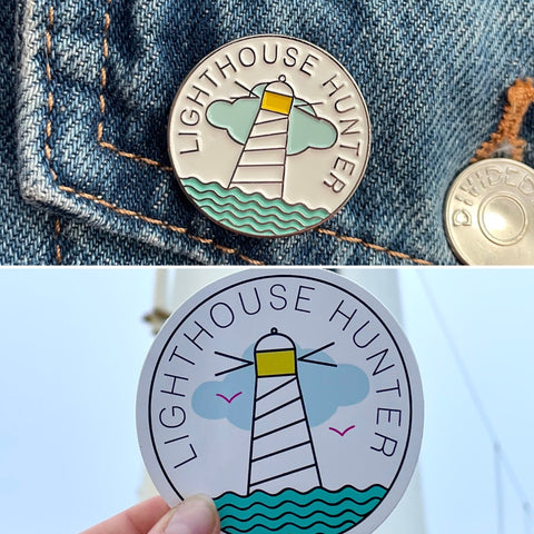 Lighthouse Hunter Enamel Badge Sticker Gift Set Kate Wimbush