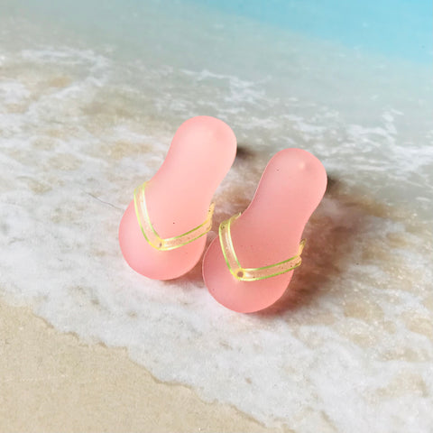 Pink and Yellow Flip Flop Stud Earrings by Kate Wimbush Jewellery