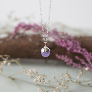 Silver and Purple Jade Flower Ball Pendant, Kate Wimbush Jewellery