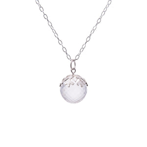Silver Faceted Quartz Snowball Snowflake Pendant Winter Gift Kate Wimbush Jewellery