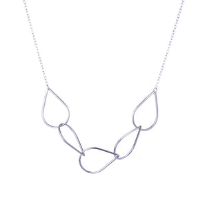 Silver Rainchain with five raindrop shaped links, Kate Wimbush Jewellery