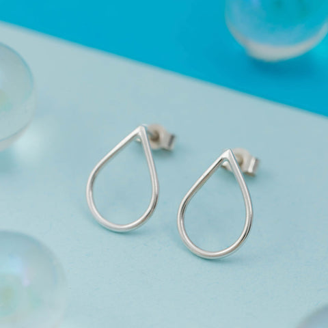 Silver Raindrop Teardrop Stud Earrings Kate Wimbush Jewellery