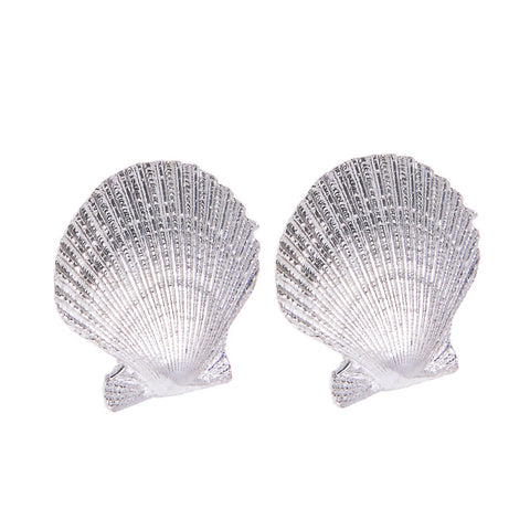 Silver Clam Shell Stud Earrings Cut out white background, by Kate Wimbush Jewellery