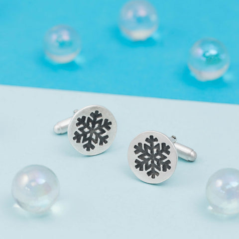 Silver Snowflake T-Bar cufflinks gift for him kate wimbush jewellery