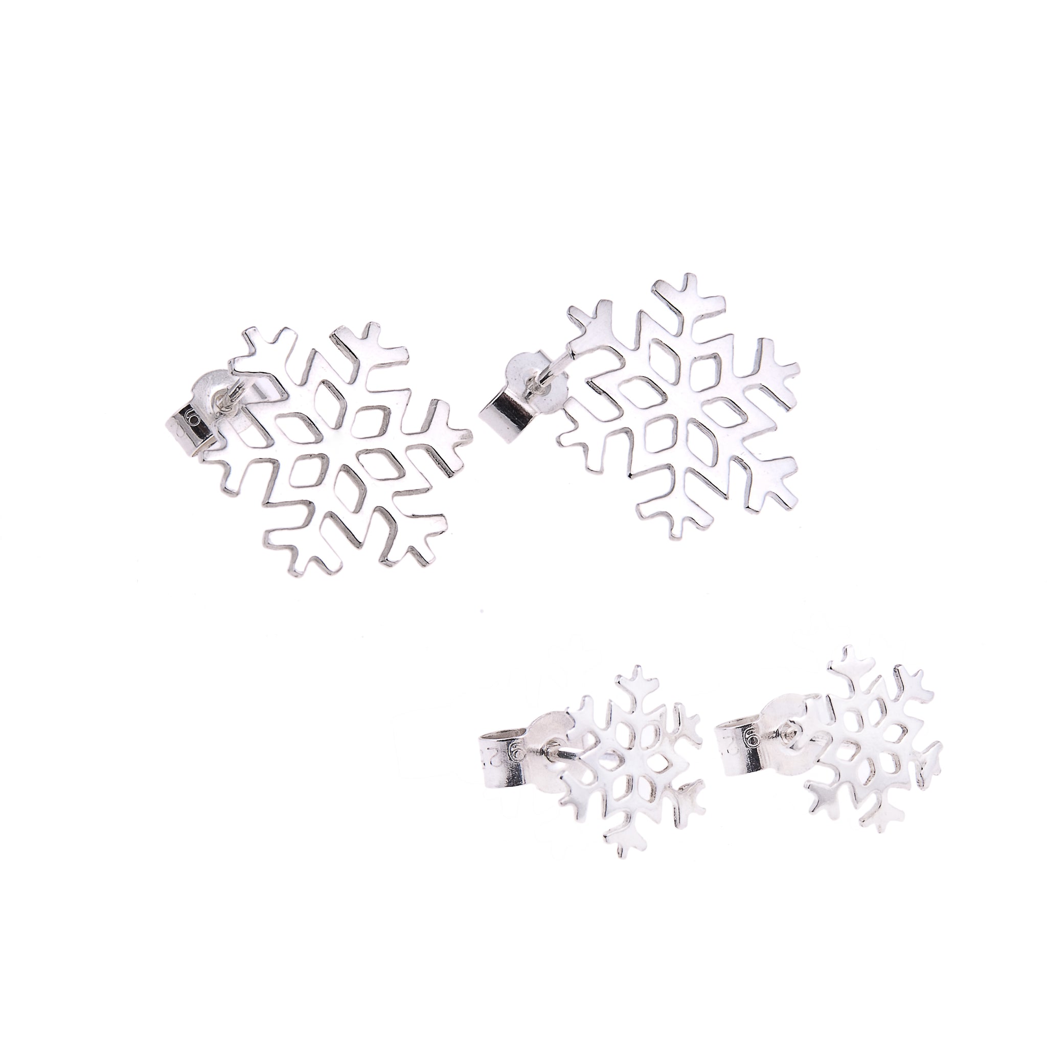Large and Small Silver Stud Earrings with butterfly backs on white background by Kate Wimbush Jewellery
