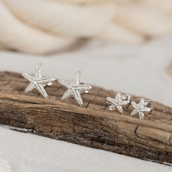 Large and Small Silver Starfish Studs Kate Wimbush Jewellery