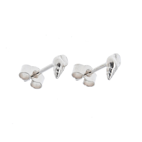 Silver Tiny Twist Shell Stud Earrings with butterfly backs by Kate Wimbush Jewellery