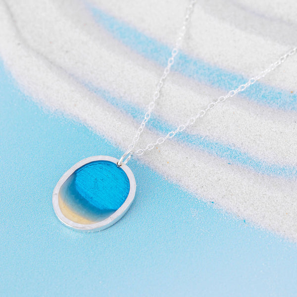 Small Silver Oval Lagoon Pendant, by Kate Wimbush Jewellery