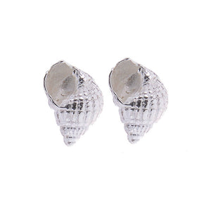 Silver Small Twist Shell Stud Earrings on white background, cut out, Kate Wimbush Jewellery