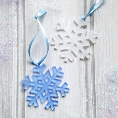 Blue Frosted Perspex Snowflake Decorations