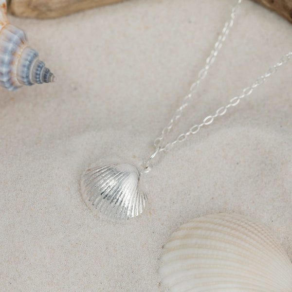 Solid Silver cockle shell pendant Kate Wimbush Jewellery