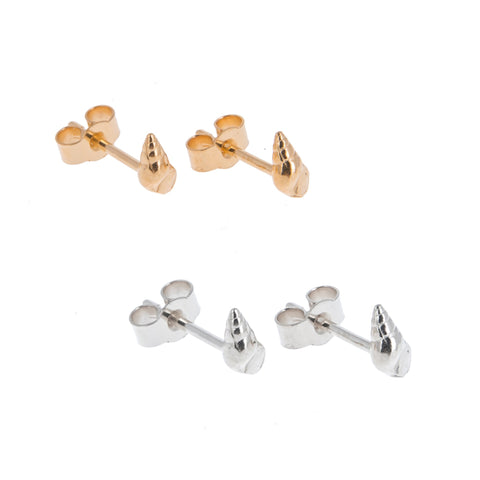 Silver and Gold Tiny Twist Shell Stud Earrings by Kate Wimbush Jewellery