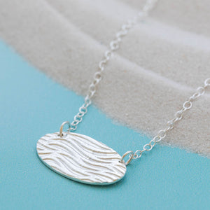 Silver Ripple Lozenge Necklace